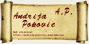 Andrija Popović vizit kartica